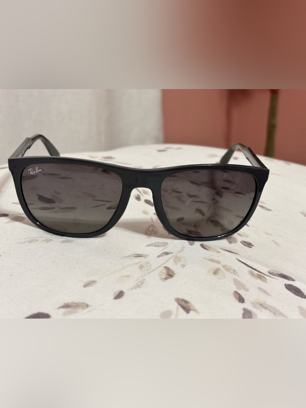 Ray-Ban Matte Black Sunglass Temple with White Stamping